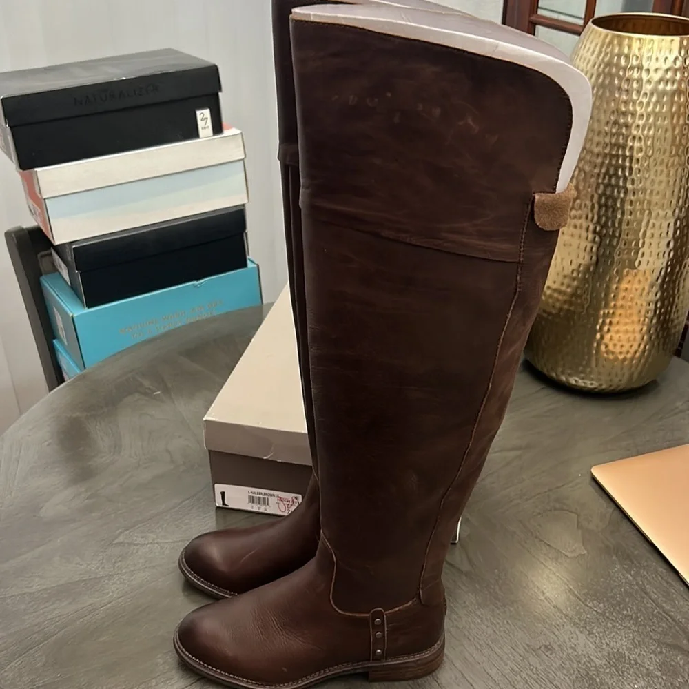 Franco Sarto Leather Over the Knee Boots Haleen (WIDE)